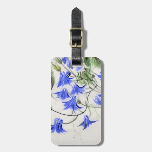 Blauwe Bloemen Bagagelabel (Voorkant verticaal)