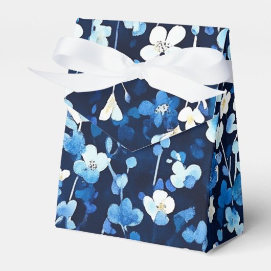 Blauwe Bloemen Bedankdoosjes (Voorkant Zijde)