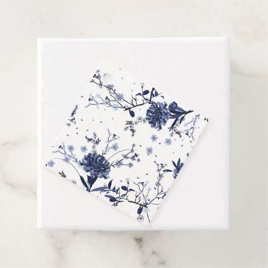 Blauwe bloemen bedankjes labels (In situ)