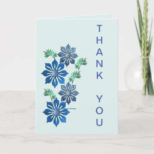 Blauwe Bloemen Bedankkaart (Voorkant)
