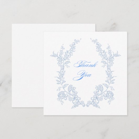 Blauwe Bloemen Bedankkaart (Voorkant / Achterkant)