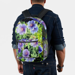 Blauwe bloemen bedrukte rugzak