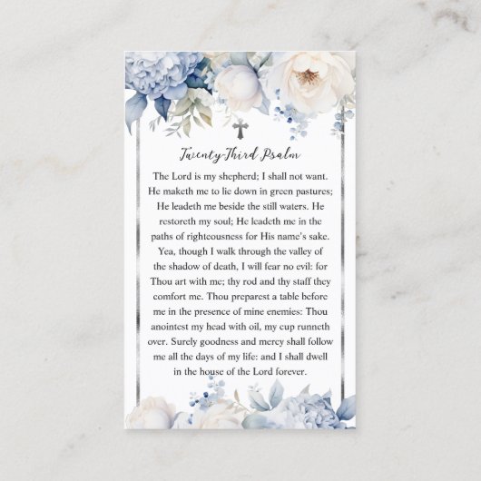 Blauwe bloemen begrafenis gedenkteken Fotokaart Visitekaartje (Achterkant)