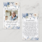 Blauwe bloemen begrafenis gedenkteken Fotokaart Visitekaartje (Voorkant / Achterkant)