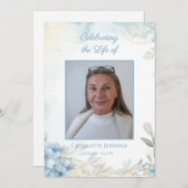 Blauwe Bloemen Begrafenis Gedenkteken Orde van Ser Programmakaart (Voorkant / Achterkant)