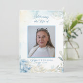 Blauwe Bloemen Begrafenis Gedenkteken Orde van Ser Programmakaart (Staand voorkant)