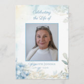 Blauwe Bloemen Begrafenis Gedenkteken Orde van Ser Programmakaart (Voorkant)