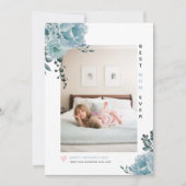 Blauwe bloemen Beste mam ooit Moederdag foto Feestdagenkaart (Voorkant)