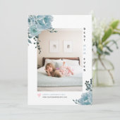 Blauwe bloemen Beste mam ooit Moederdag foto Feestdagenkaart (Staand voorkant)