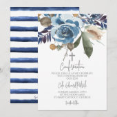 Blauwe bloemen bevestiging kaart (Voorkant / Achterkant)