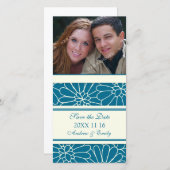 Blauwe Bloemen Bewaar de datum bruiloft foto kaart (Voorkant / Achterkant)