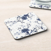 Blauwe bloemen bier onderzetter (Linkerzijde)