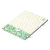 Blauwe bloemen bijen Monogram Geel, gelaagd Notitieblok (Linkerzijde)