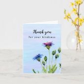  Blauwe Bloemen Blank Binnenin Dank u Groet Kaart (Gele Bloem)