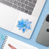 Blauwe bloemen blauwe bloem Daisy zonnebloem Sticker (Laptop met iPhone)