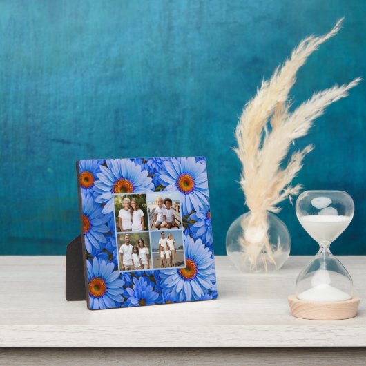 Blauwe bloemen blauwe zonnebloemen blauwe madelief fotoplaat (Insitu)