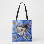 Blauwe bloemen blauwe zonnebloemen blauwe madelief tote bag (Voorkant)