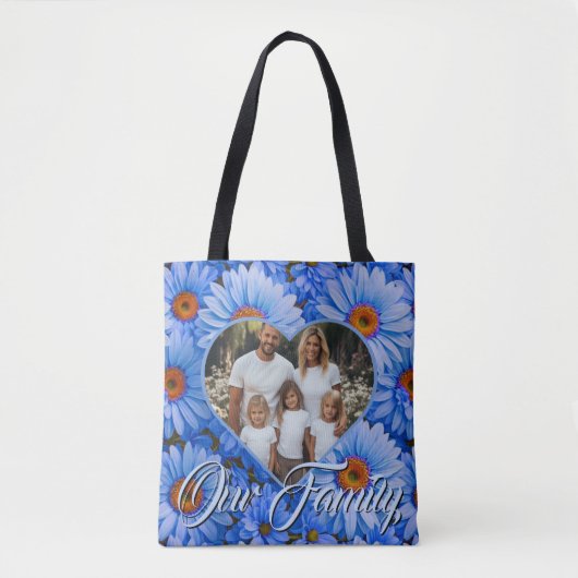 Blauwe bloemen blauwe zonnebloemen blauwe madelief tote bag (Voorkant)