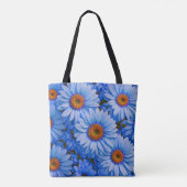 Blauwe bloemen blauwe zonnebloemen blauwe madelief tote bag (Achterkant)