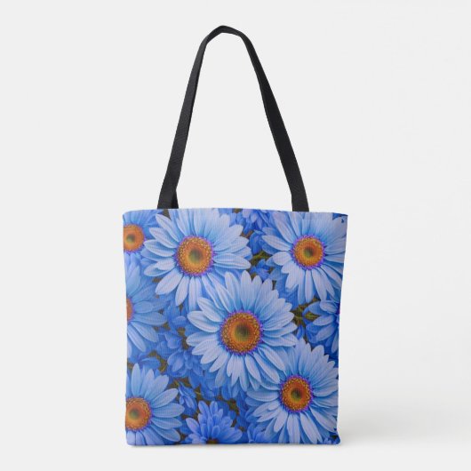 Blauwe bloemen blauwe zonnebloemen blauwe madelief tote bag (Achterkant)