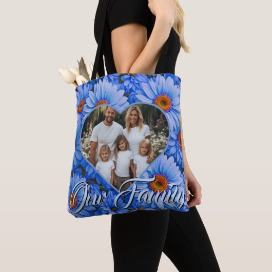 Blauwe bloemen blauwe zonnebloemen blauwe madelief tote bag (Dichtbij)