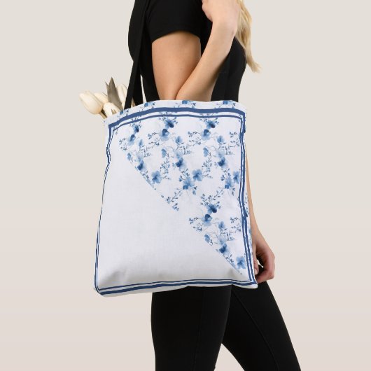Blauwe bloemen bloeien tote bag (Dichtbij)