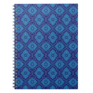 "Blauwe bloemen" bloem arabesk patroon Notitieboek