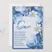 Blauwe Bloemen Bloemen Trouwtafel Zitting Grafiek (Voorkant)