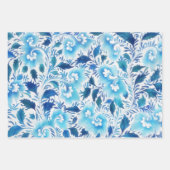 Blauwe Bloemen  Bloemen Wrapping Craft Paper (Voorkant 3)