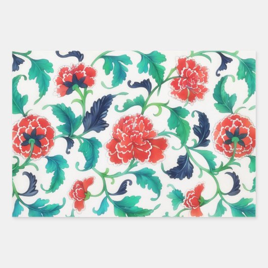 Blauwe Bloemen  Bloemen Wrapping Craft Paper (Voorkant 2)
