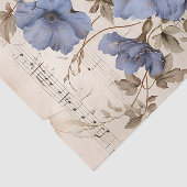 Blauwe bloemen bloemenblad  muziek ephemera tissuepapier (Detail)