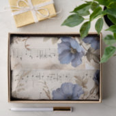Blauwe bloemen bloemenblad  muziek ephemera tissuepapier (Geschenk)