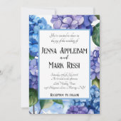 Blauwe bloemen bloemenbruiloft kaart (Voorkant)