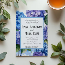 Blauwe bloemen bloemenbruiloft kaart