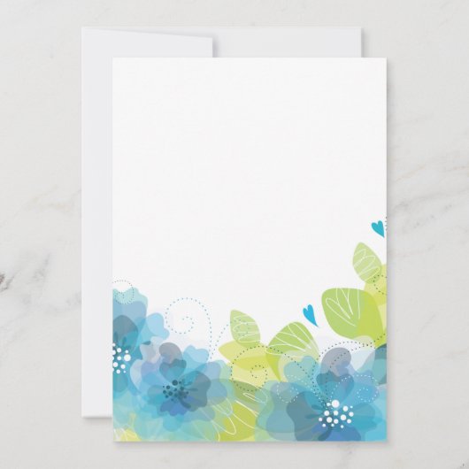 Blauwe bloemen bloemenbruiloft vrijgezellenfeest kaart (Achterkant)