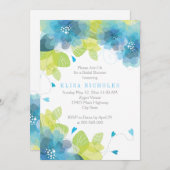 Blauwe bloemen bloemenbruiloft vrijgezellenfeest kaart (Voorkant / Achterkant)