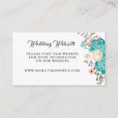 Blauwe bloemen bloemenbruiloft Website Details Informatiekaartje (Voorkant)