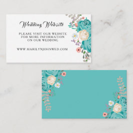 Blauwe bloemen bloemenbruiloft Website Details Informatiekaartje