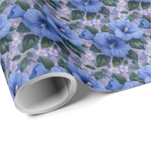 Blauwe Bloemen Bloemencadeau Inpakpapier Wrap
