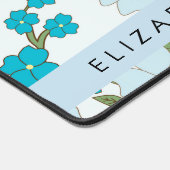 Blauwe bloemen, bloemenpatroon, Jouw naam Bureaumat (Hoek)