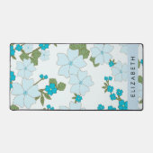 Blauwe bloemen, bloemenpatroon, Jouw naam Bureaumat (Voorkant)