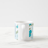 Blauwe bloemen, bloemenpatroon, Jouw naam Espresso Kop (Achterkant)