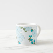 Blauwe bloemen, bloemenpatroon, Jouw naam Espresso Kop (Voorkant rechts)