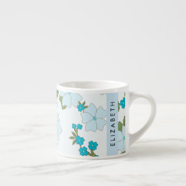 Blauwe bloemen, bloemenpatroon, Jouw naam Espresso Kop