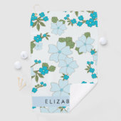 Blauwe bloemen, bloemenpatroon, Jouw naam Golfhanddoek (Insitu)