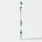 Blauwe bloemen, bloemenpatroon, Jouw naam iPhone Hoesje (Linkerkant)