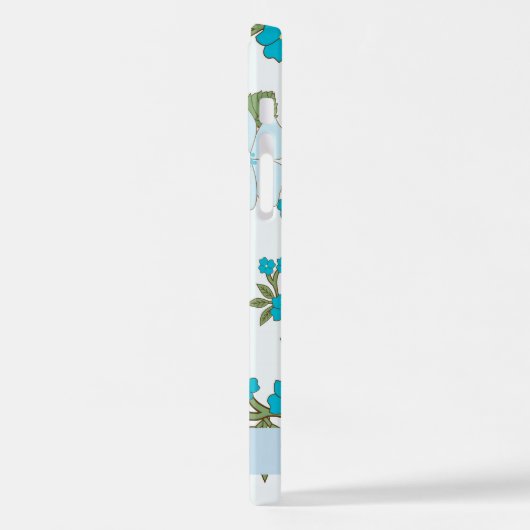 Blauwe bloemen, bloemenpatroon, Jouw naam iPhone Hoesje (Linkerkant)