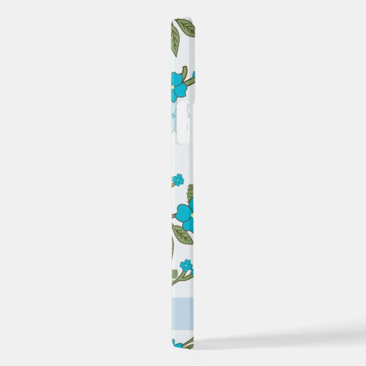 Blauwe bloemen, bloemenpatroon, Jouw naam iPhone Hoesje (Rechterkant)
