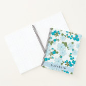 Blauwe bloemen, bloemenpatroon, Jouw naam Notitieboek (Binnen)
