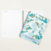 Blauwe bloemen, bloemenpatroon, Jouw naam Planner (Display)